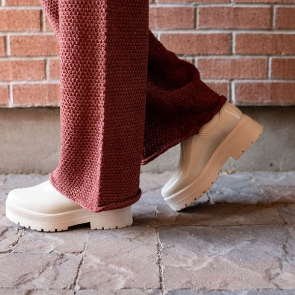 Beige Platform Chelsea Bootie / Cream Ankle Boot / Rain Boots - Picture 6 of 8